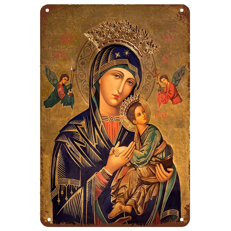Home Bar Accessories - 2D Vintage Metal Sign, Virgin Mary
