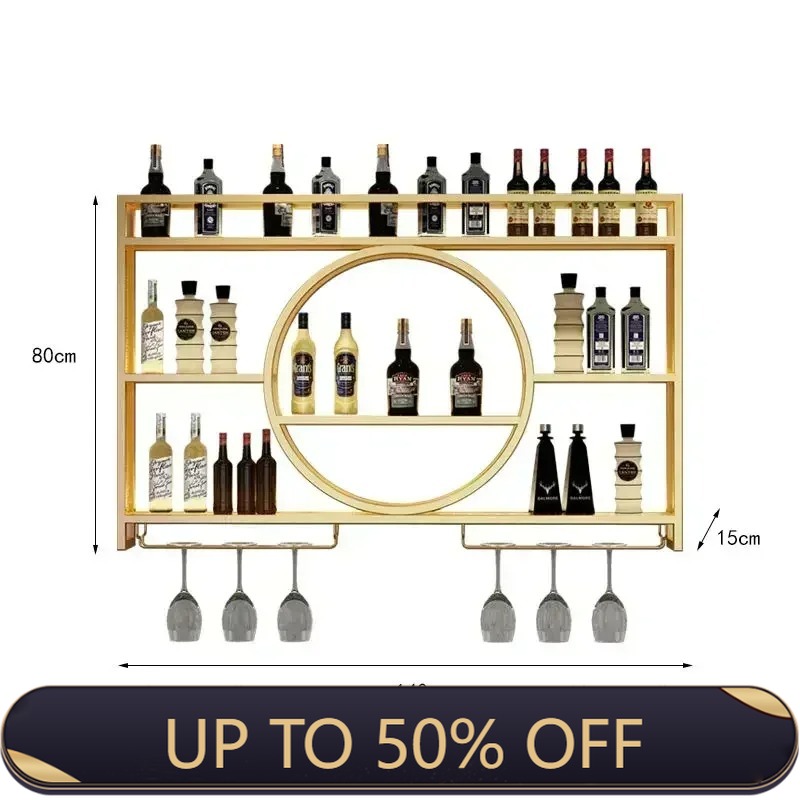 Home Bar Shelf - Industrial Wall Mounted Bar Wine Rack