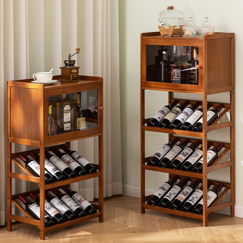 Solid Bamboo Wine Rack 3/4-Tie - Home Bar Shelf 评论和价格