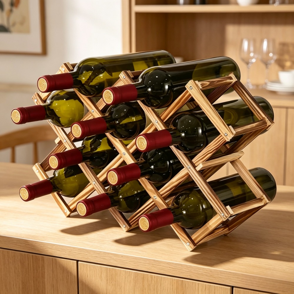 Collapsible Wooden Wine Rack B - Home Bar Shelf 评论和价格