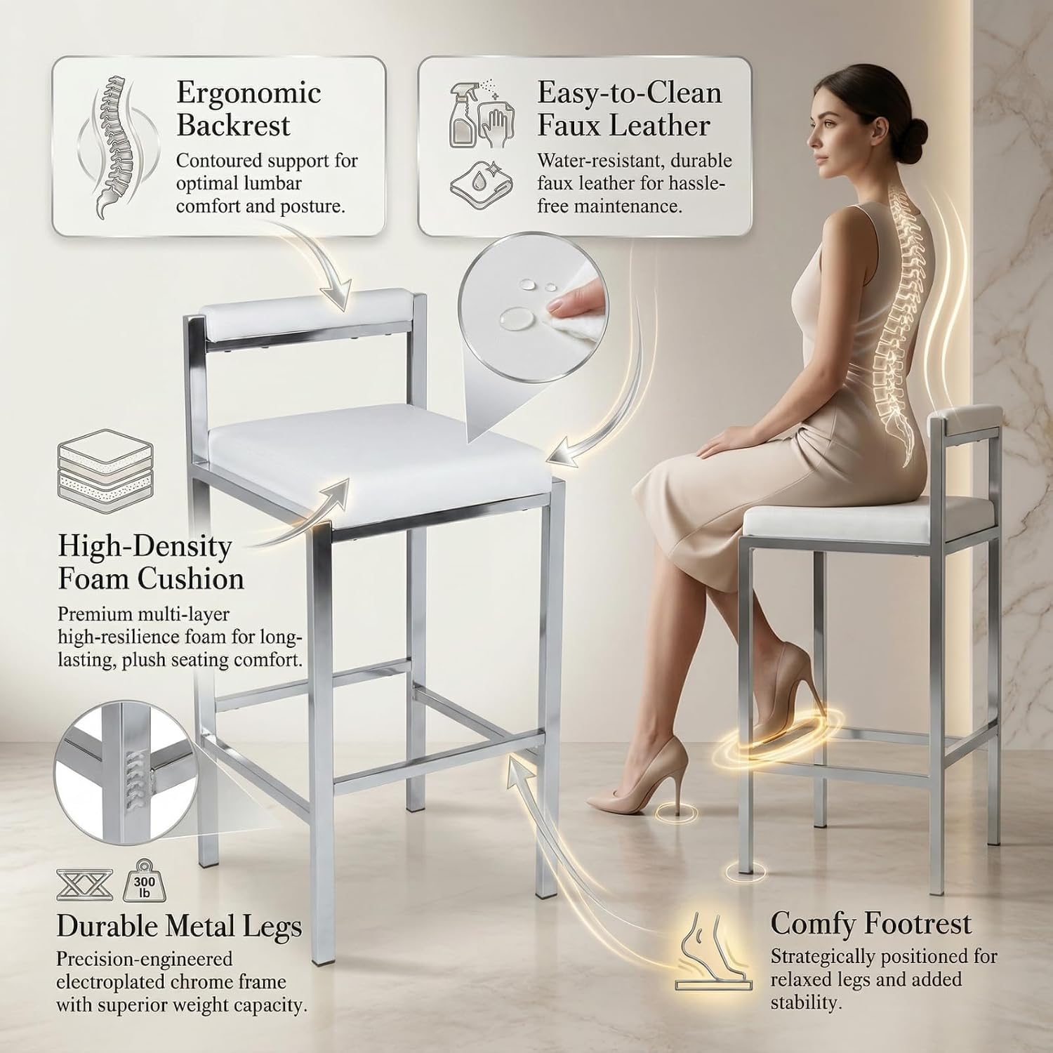 Bar Stools Set of 2, 30 Inch M - Home Bar And Counter 评论和价格