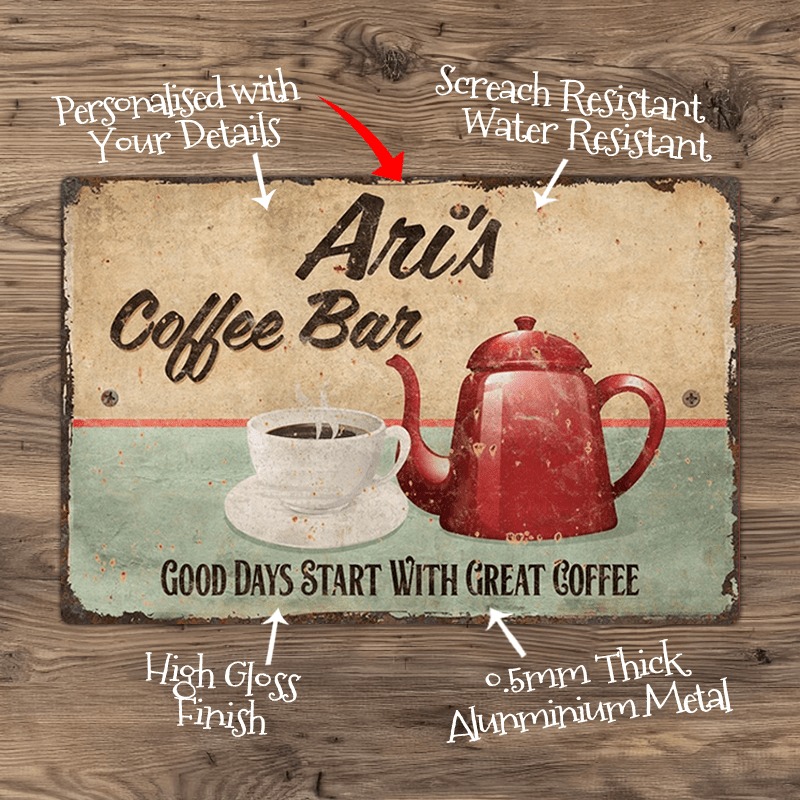 CIFbuy Custom Text Metal Coffe - Home Bar And Coffee 评论和价格