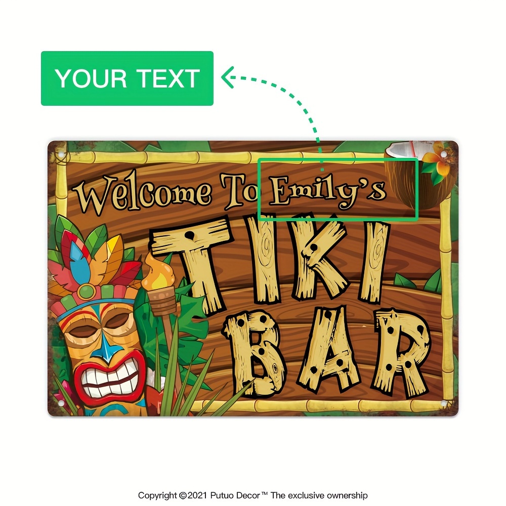Custom  Decor Tiki Bar Sign, P - Home Bar Accessories 评论和价格