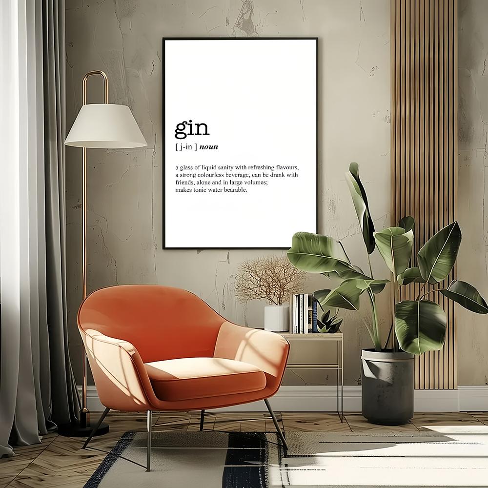 GIN Word Definition HD Wall Ar - Home Bar Word 评论和价格