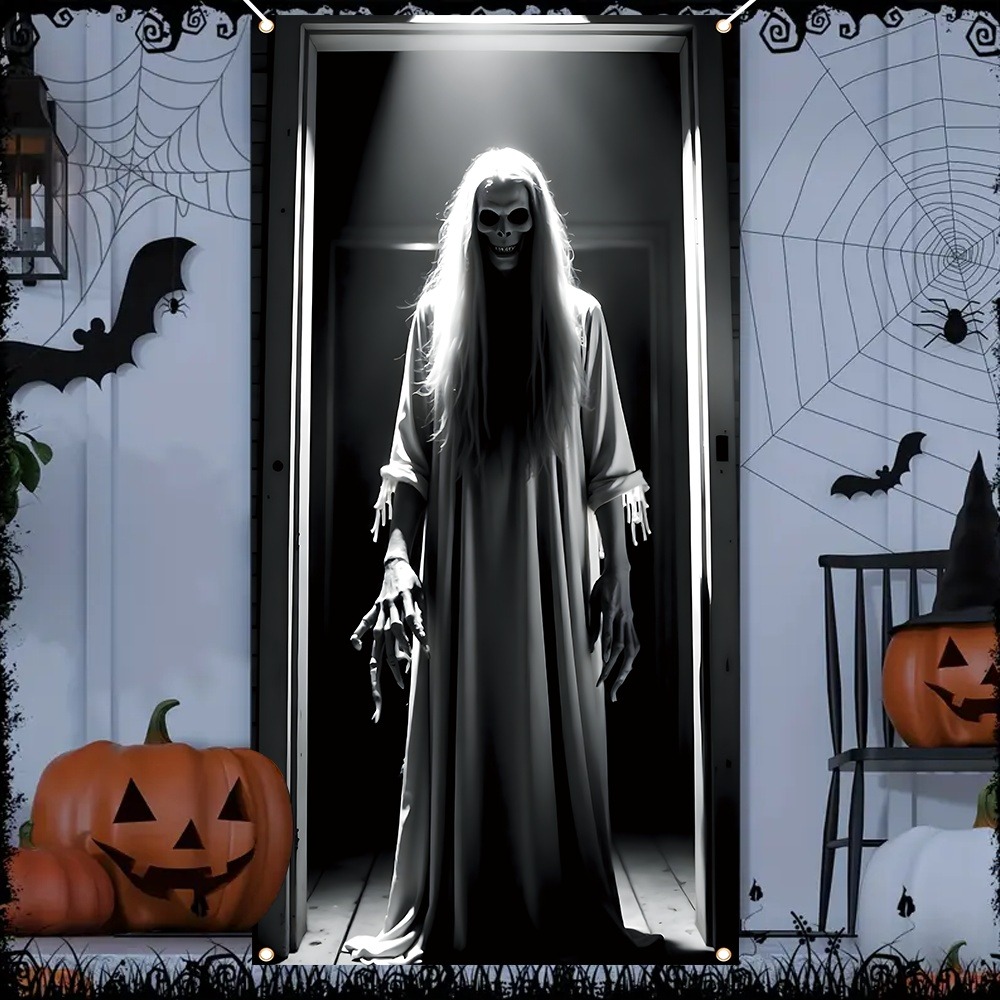 Scary Ghost Halloween Door Cur - Home Bargains 评论和价格