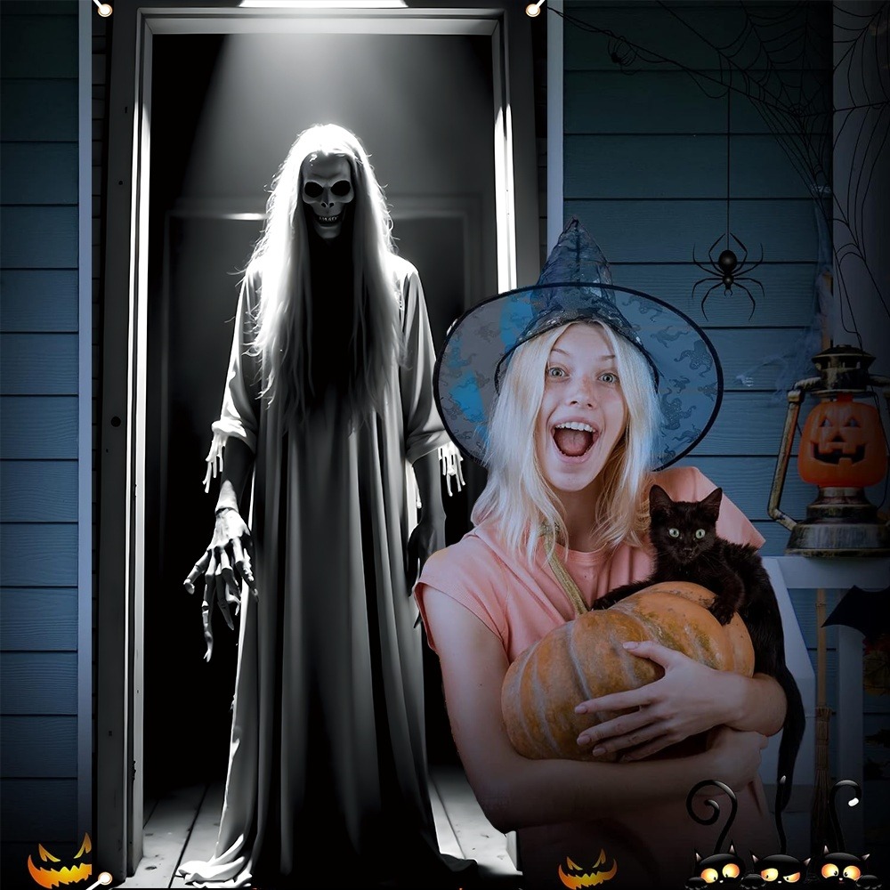 Scary Ghost Halloween Door Cur - Home Bargains 评论和价格