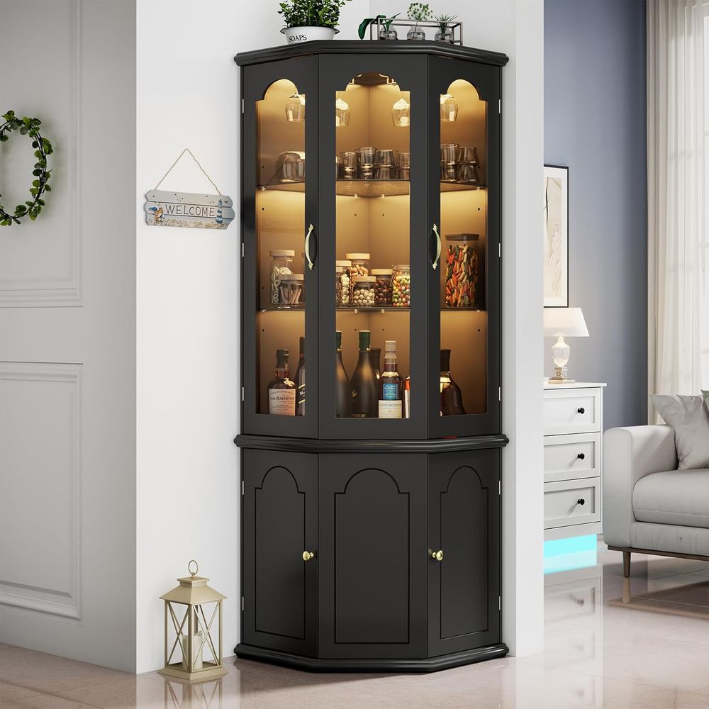 Illuminated Bar Cabinet with T - Home Bar Shelf 评论和价格