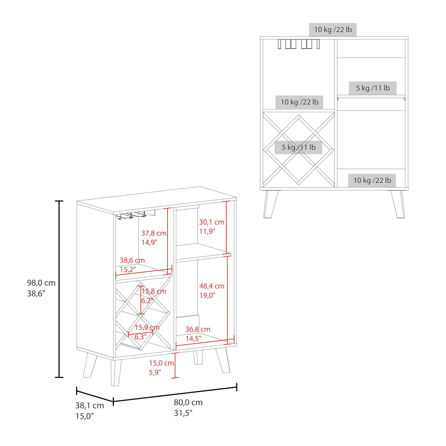 Oak Blue Bar Cabinet 4 Shelves - Home Bar Shelf 评论和价格